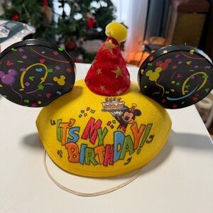 Disney Parks Official "It’s My Birthday" Mickey Mouse Ear Hat - Yellow (Retired)